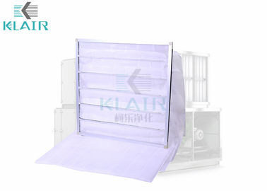 G4 สังเคราะห์ ละเอียด ถุง อากาศ กรอง เหล็กอลูมิเนียม / สังกะสีสำหรับระบบ Hvac ทั้งหมด
